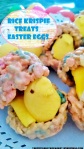 Rice Krispie Treat Easter Eggs with peeps
